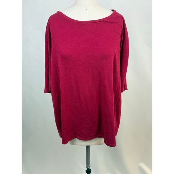 Eileen‎ Fisher Woman 3X Organic Cotton Red Sustainable Lightweight Boxy T-shirt - Picture 1 of 6